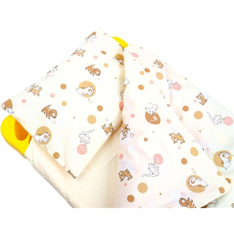 Lenjerie din 5 piese pentru pat de gradinita stivuibil, Pets Ocru - imagine 6